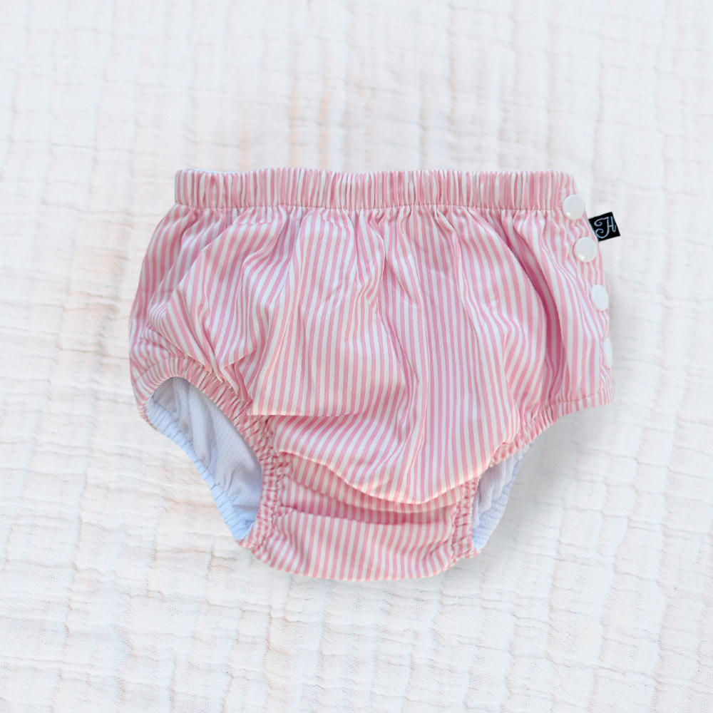 Swim Diaper - Faux Seersucker Coral