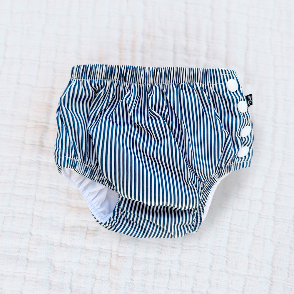 Swim Diaper - Faux Seersucker Navy Blue