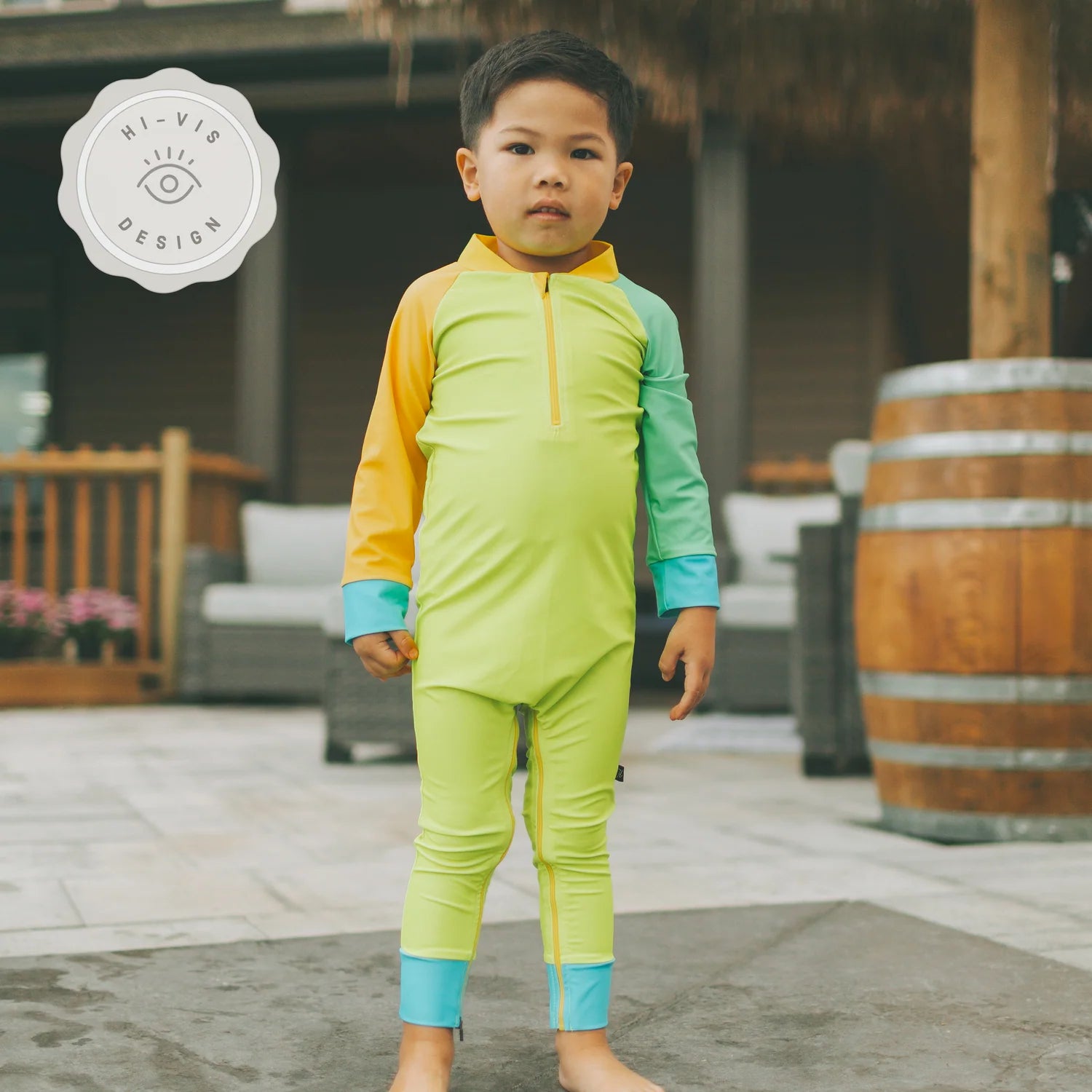 DEFECT - Full Length Zip Sunsuit - Lime light
