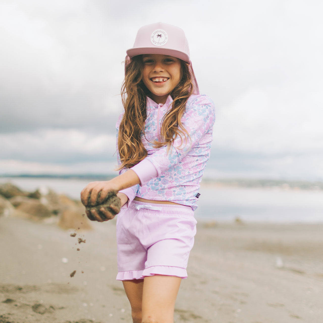 Kid's Ruffle Trunks - Light Wisteria