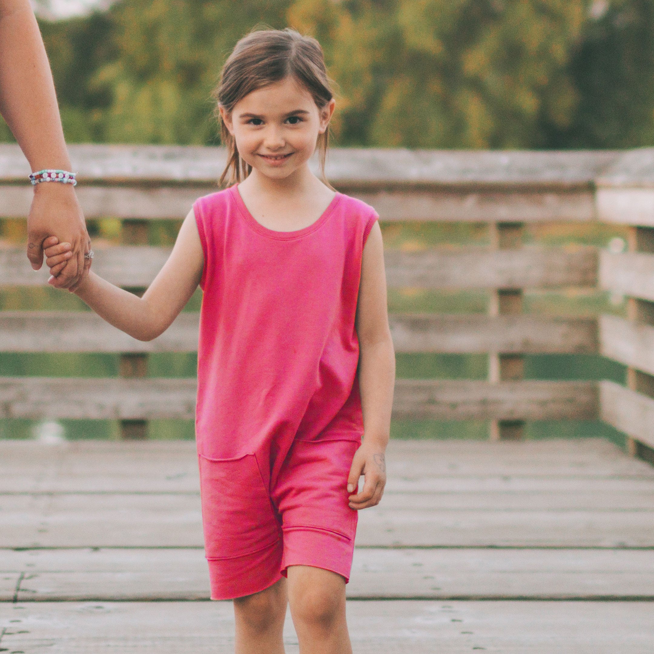 Hum X Honey - Kid's Romper - Hot Pink