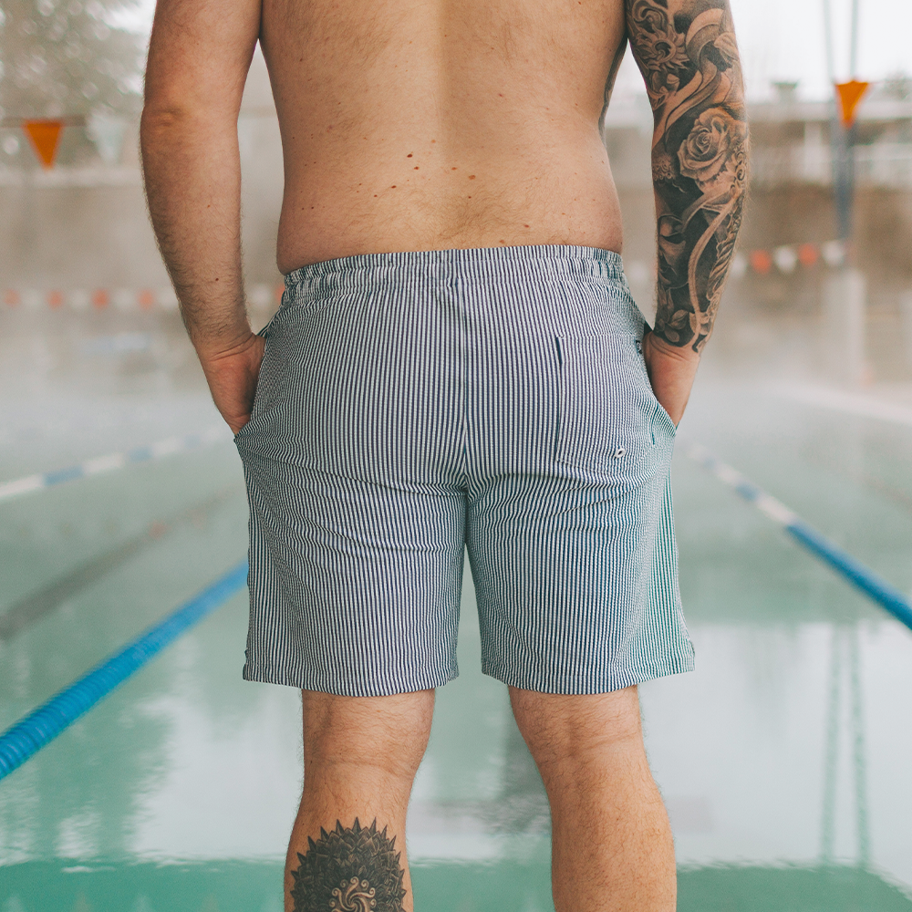 Men's Swim Short - Navy Seersucker