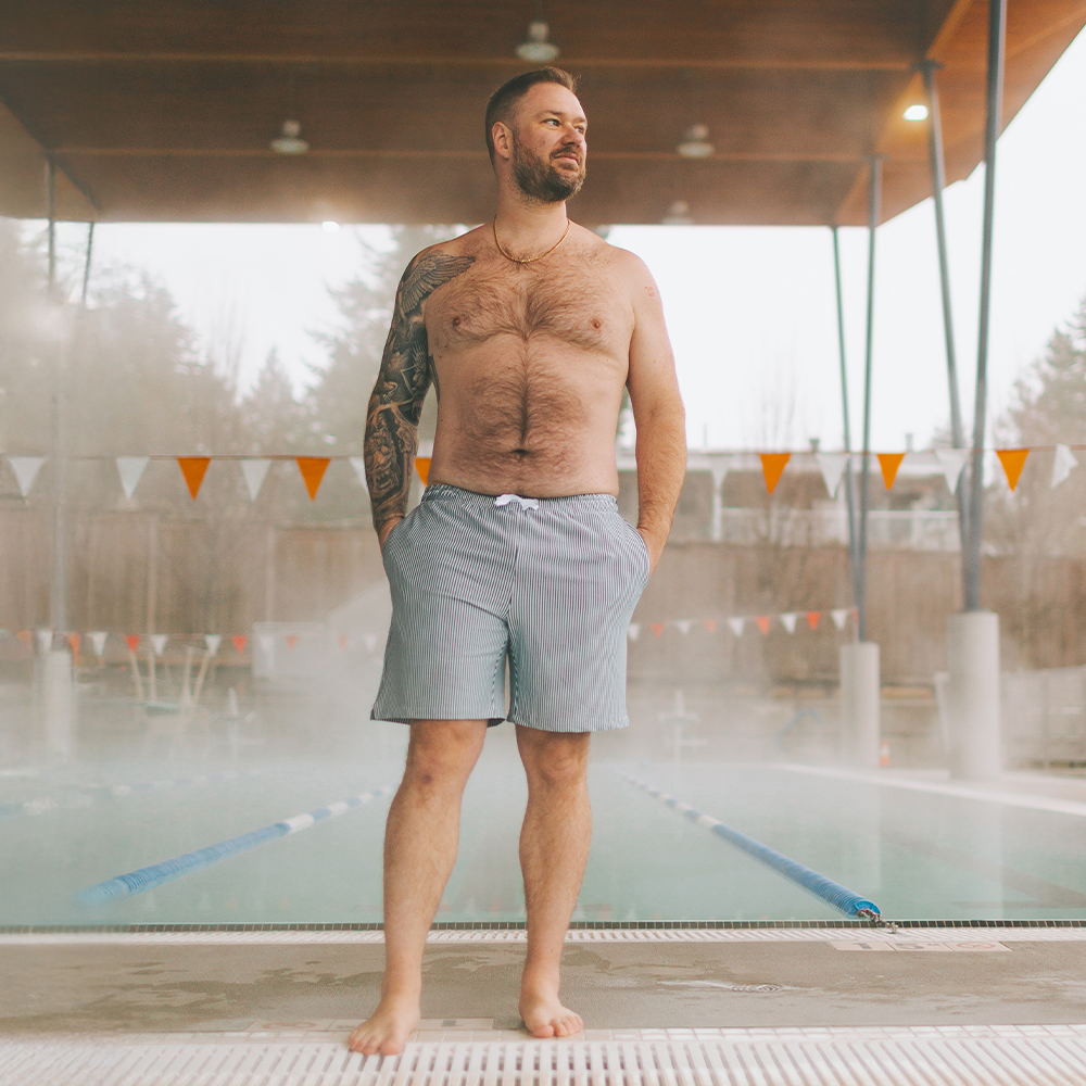 Men's Swim Short - Navy Seersucker