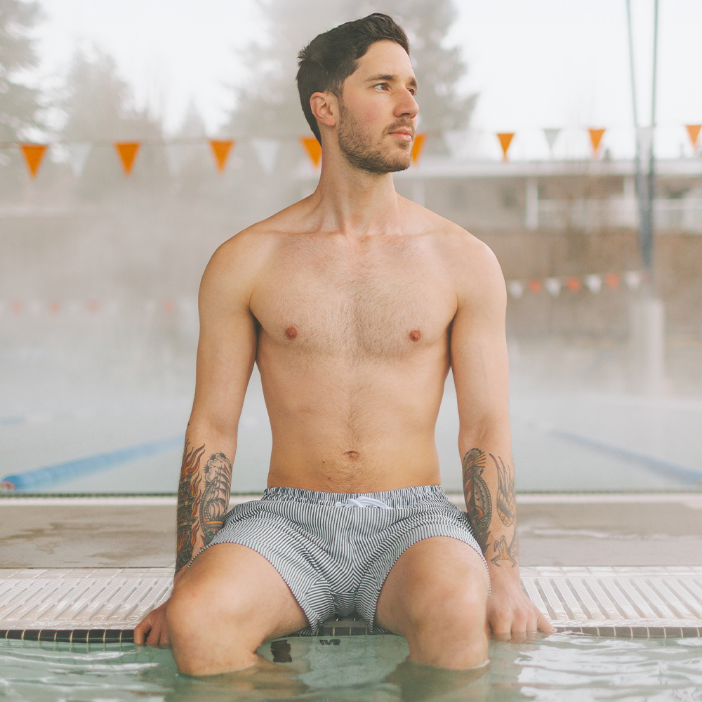 Men's Swim Short - Navy Seersucker