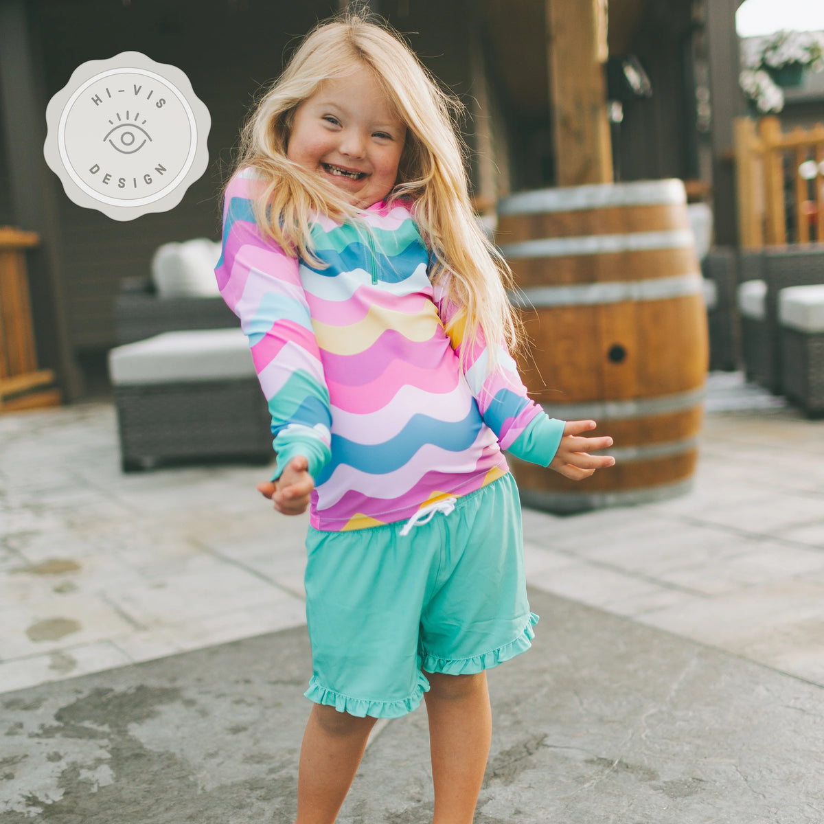 DEFECT Kid's Trunks - Aqua Ruffle