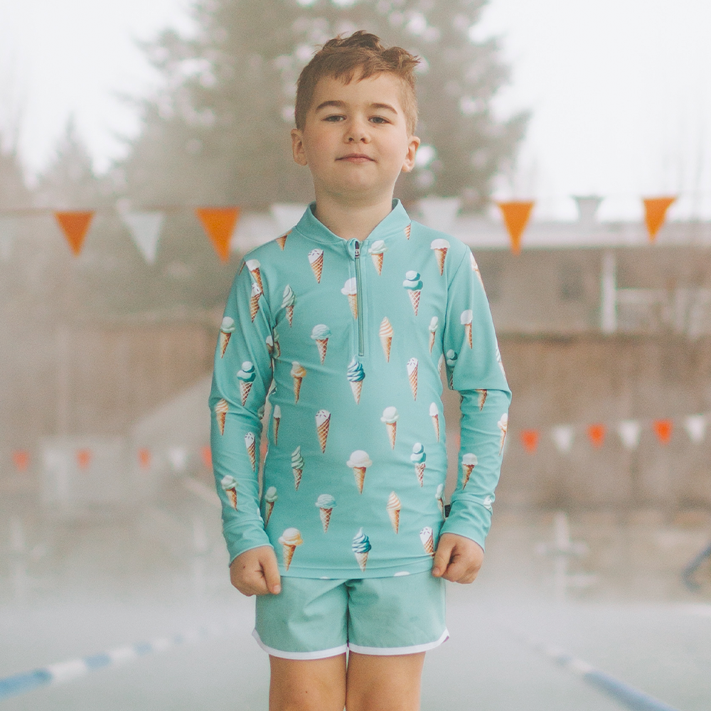 DEFECT Kid's Trunks - Turquoise, white stripe