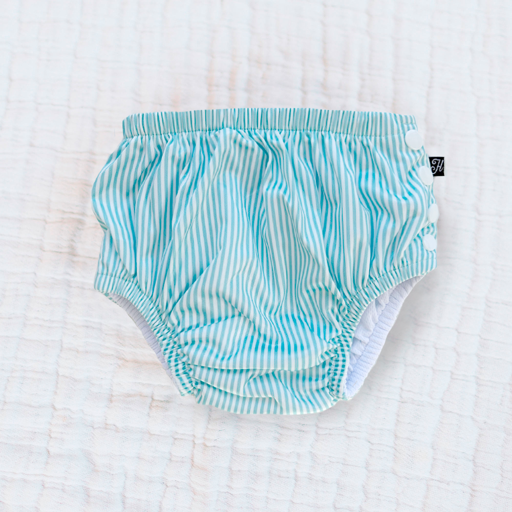 Swim Diaper Green Seersucker - LEFTOVERS FINAL SALE
